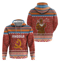 Angola Christmas Hoodie with Red Snowflake Pattern Tribal Santa Claus Motif - Wonder Print Shop