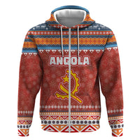 Angola Christmas Hoodie with Red Snowflake Pattern Tribal Santa Claus Motif - Wonder Print Shop