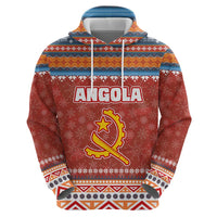 Angola Christmas Hoodie with Red Snowflake Pattern Tribal Santa Claus Motif - Wonder Print Shop