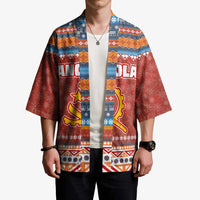 Angola Christmas Kimono with Red Snowflake Pattern Tribal Santa Claus Motif - Wonder Print Shop