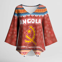 Angola Christmas Kimono Sleeve Blouse with Red Snowflake Pattern Tribal Santa Claus Motif - Wonder Print Shop