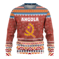 Angola Christmas Ugly Christmas Sweater with Red Snowflake Pattern Tribal Santa Claus Motif - Wonder Print Shop