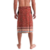 Angola Christmas Lavalava with Red Snowflake Pattern Tribal Santa Claus Motif - Wonder Print Shop