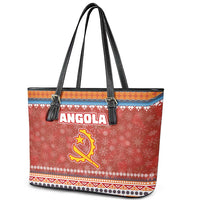 Angola Christmas Leather Tote Bag with Red Snowflake Pattern Tribal Santa Claus Motif - Wonder Print Shop