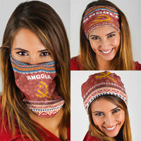 Angola Christmas Neck Gaiter with Red Snowflake Pattern Tribal Santa Claus Motif - Wonder Print Shop