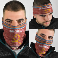 Angola Christmas Neck Gaiter with Red Snowflake Pattern Tribal Santa Claus Motif - Wonder Print Shop