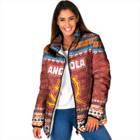 Angola Christmas Padded Jacket with Red Snowflake Pattern Tribal Santa Claus Motif - Wonder Print Shop