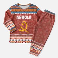 Angola Christmas Pajama Set with Red Snowflake Pattern Tribal Santa Claus Motif - Wonder Print Shop