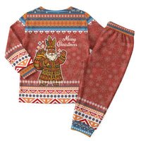 Angola Christmas Pajama Set with Red Snowflake Pattern Tribal Santa Claus Motif - Wonder Print Shop