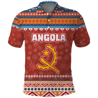 Angola Christmas Polo Shirt with Red Snowflake Pattern Tribal Santa Claus Motif - Wonder Print Shop