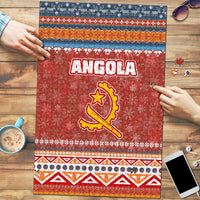 Angola Christmas Puzzle with Red Snowflake Pattern Tribal Santa Claus Motif - Wonder Print Shop