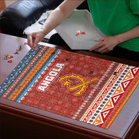 Angola Christmas Puzzle with Red Snowflake Pattern Tribal Santa Claus Motif - Wonder Print Shop