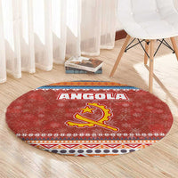 Angola Christmas Round Carpet with Red Snowflake Pattern Tribal Santa Claus Motif - Wonder Print Shop