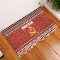 Angola Christmas Rubber Doormat with Red Snowflake Pattern Tribal Santa Claus Motif - Wonder Print Shop