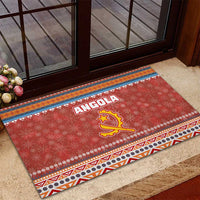 Angola Christmas Rubber Doormat with Red Snowflake Pattern Tribal Santa Claus Motif - Wonder Print Shop