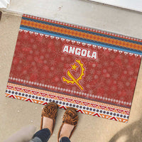 Angola Christmas Rubber Doormat with Red Snowflake Pattern Tribal Santa Claus Motif - Wonder Print Shop