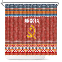 Angola Christmas Shower Curtain with Red Snowflake Pattern Tribal Santa Claus Motif - Wonder Print Shop