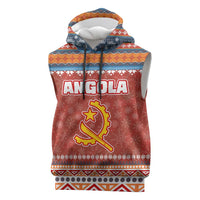 Angola Christmas Sleeveless Hoodie with Red Snowflake Pattern Tribal Santa Claus Motif - Wonder Print Shop