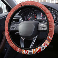 Angola Christmas Steering Wheel Cover with Red Snowflake Pattern Tribal Santa Claus Motif - Wonder Print Shop