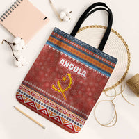 Angola Christmas Tote Bag with Red Snowflake Pattern Tribal Santa Claus Motif - Wonder Print Shop