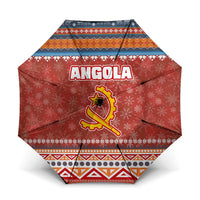 Angola Christmas Umbrella with Red Snowflake Pattern Tribal Santa Claus Motif - Wonder Print Shop