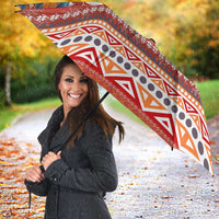 Angola Christmas Umbrella with Red Snowflake Pattern Tribal Santa Claus Motif - Wonder Print Shop