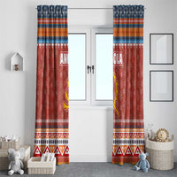 Angola Christmas Window Curtain with Red Snowflake Pattern Tribal Santa Claus Motif - Wonder Print Shop