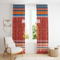 Angola Christmas Window Curtain with Red Snowflake Pattern Tribal Santa Claus Motif - Wonder Print Shop