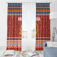 Angola Christmas Window Curtain with Red Snowflake Pattern Tribal Santa Claus Motif - Wonder Print Shop