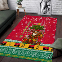 Angola Christmas Area Rug with Santa, Gifts, and National Flag Map Motif - Wonder Print Shop