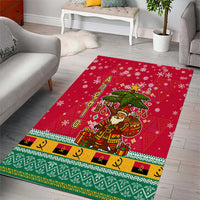 Angola Christmas Area Rug with Santa, Gifts, and National Flag Map Motif - Wonder Print Shop