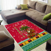 Angola Christmas Area Rug with Santa, Gifts, and National Flag Map Motif - Wonder Print Shop