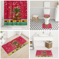 Angola Christmas Bathroom Set with Santa, Gifts, and National Flag Map Motif - Wonder Print Shop