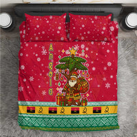 Angola Christmas Bedding Set with Santa, Gifts, and National Flag Map Motif - Wonder Print Shop
