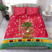Angola Christmas Bedding Set with Santa, Gifts, and National Flag Map Motif - Wonder Print Shop