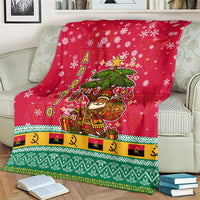 Angola Christmas Blanket with Santa, Gifts, and National Flag Map Motif - Wonder Print Shop