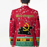 Angola Christmas Blazer with Santa, Gifts, and National Flag Map Motif - Wonder Print Shop