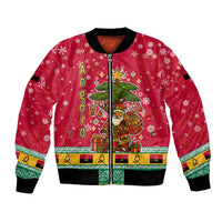 Angola Christmas Bomber Jacket with Santa, Gifts, and National Flag Map Motif - Wonder Print Shop