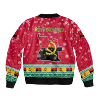 Angola Christmas Bomber Jacket with Santa, Gifts, and National Flag Map Motif - Wonder Print Shop