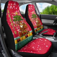 Angola Christmas Car Seat Cover with Santa, Gifts, and National Flag Map Motif - Wonder Print Shop
