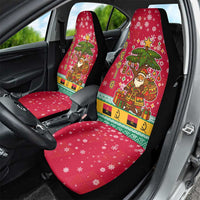 Angola Christmas Car Seat Cover with Santa, Gifts, and National Flag Map Motif - Wonder Print Shop
