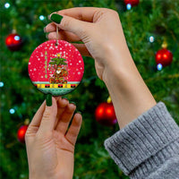 Angola Christmas Ceramic Ornament with Santa, Gifts, and National Flag Map Motif - Wonder Print Shop