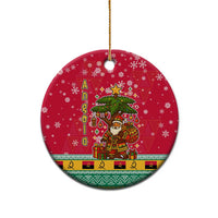 Angola Christmas Ceramic Ornament with Santa, Gifts, and National Flag Map Motif - Wonder Print Shop