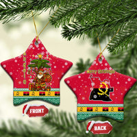 Angola Christmas Ceramic Ornament with Santa, Gifts, and National Flag Map Motif - Wonder Print Shop