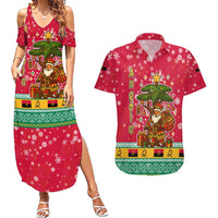 Angola Christmas Couples Matching Summer Maxi Dress and Hawaiian Shirt with Santa, Gifts, and National Flag Map Motif - Wonder Print Shop