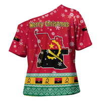 Angola Christmas Cross Shoulder Shirt with Santa, Gifts, and National Flag Map Motif - Wonder Print Shop