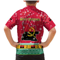 Angola Christmas Family Matching Mermaid Dress and Hawaiian Shirt with Santa, Gifts, and National Flag Map Motif - Wonder Print Shop