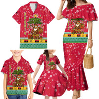 Angola Christmas Family Matching Mermaid Dress and Hawaiian Shirt with Santa, Gifts, and National Flag Map Motif - Wonder Print Shop