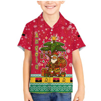 Angola Christmas Family Matching Mermaid Dress and Hawaiian Shirt with Santa, Gifts, and National Flag Map Motif - Wonder Print Shop