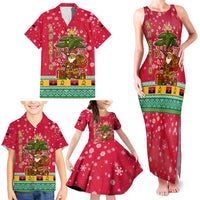 Angola Christmas Family Matching Tank Maxi Dress and Hawaiian Shirt with Santa, Gifts, and National Flag Map Motif - Wonder Print Shop
